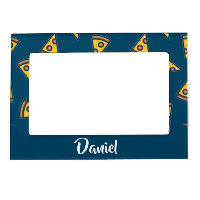Pizza pattern on blue magnetic frame (Front)