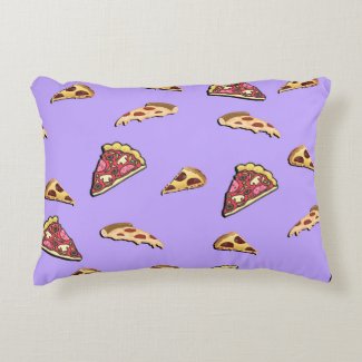 Pizza pattern, pastel purple color violet fastfood accent pillow