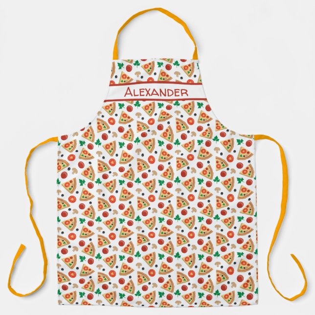 Pizza Pattern Personalize Long Apron (Front)