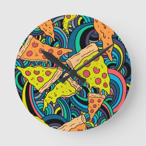 Pizza pattern round clock