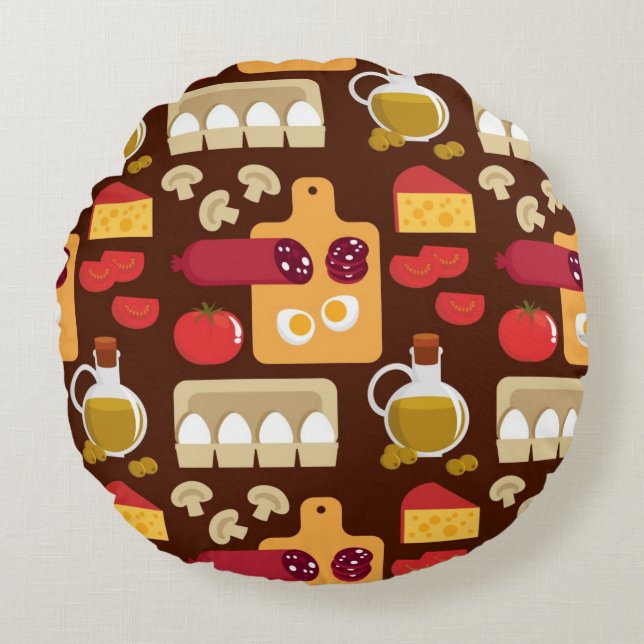 Pizza Pattern Round Pillow (Front)