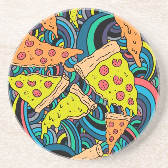 Pizza pattern sandstone coaster (Front)