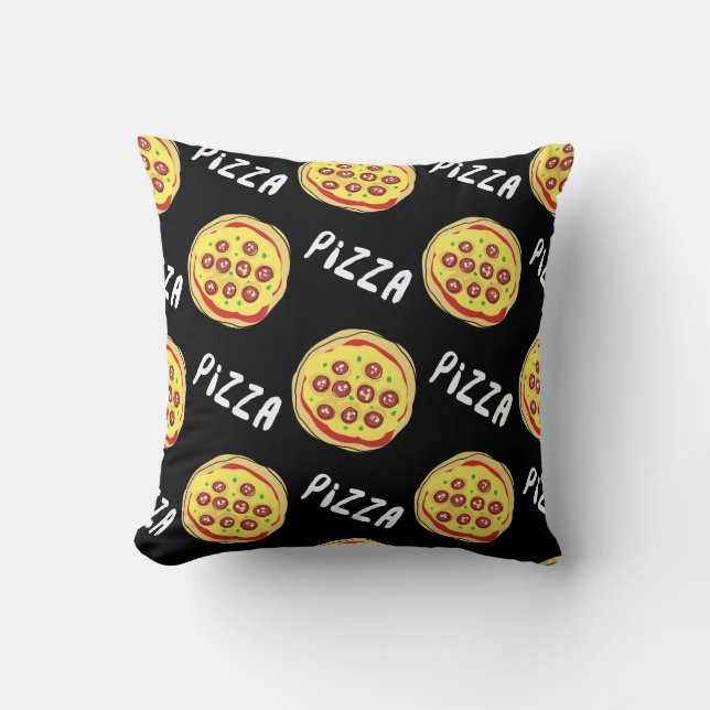 Pizza Pattern Throw Pillow (Front)