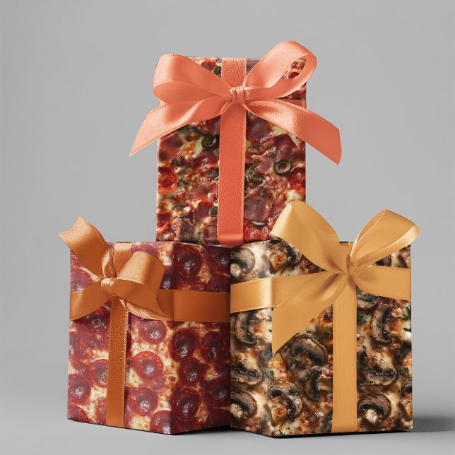 Pizza Pepperoni Mushroom Meat Close ups Wrapping Paper Sheets (Creator Uploaded)