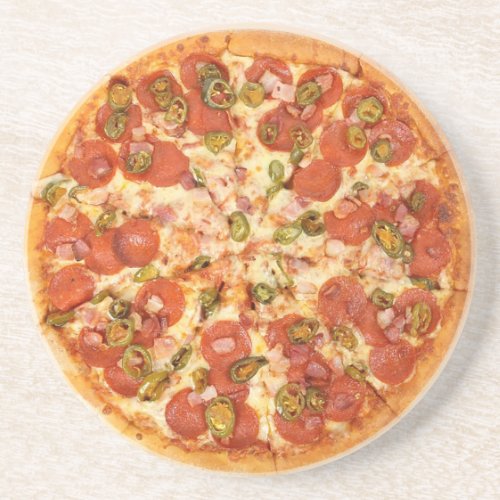 Pizza Pepperoni Stone Round Coaster