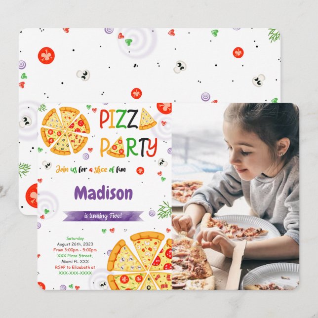 Pizza Photo invitation (Front/Back)
