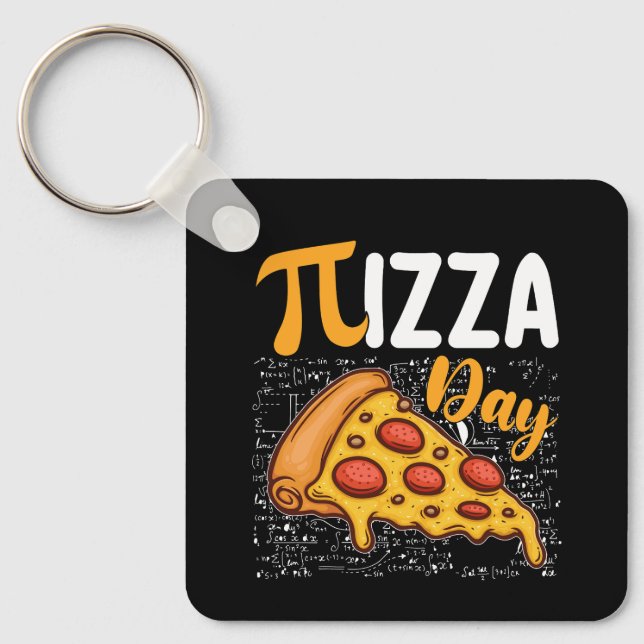 Pizza Pi Day Math Mathematics Lovers Keychain (Front)