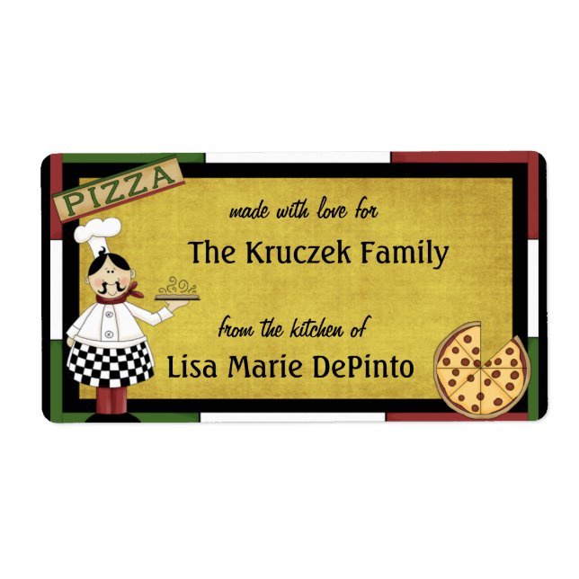 Pizza Pie Chef Food Preparation Labels (Front)