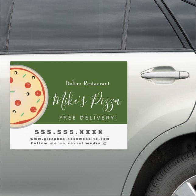Pizza Pie Italian Restaurant Delivery Business Car Magnet (In Situ)