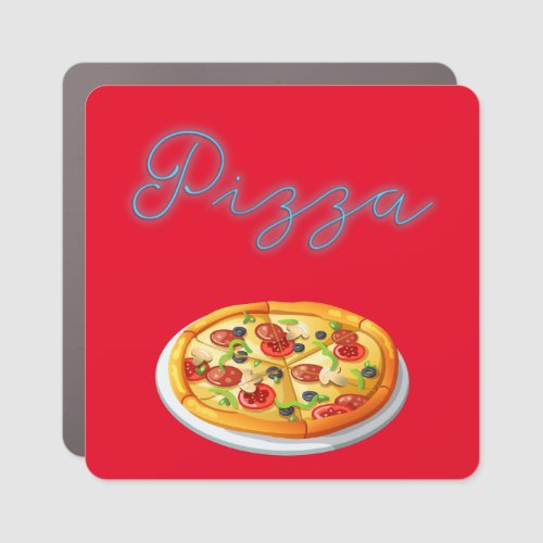 Pizza Pie Neon Pizza Sign Car Magnet