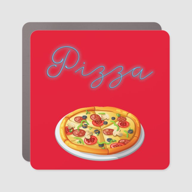 Pizza Pie Neon Pizza Sign Car Magnet (Front)