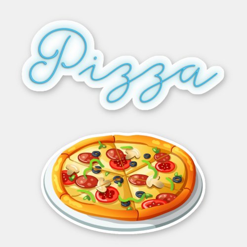Pizza Pie Neon Pizza Sign Sticker