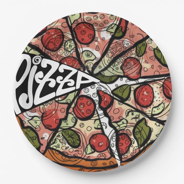 Pizza Pie Paper Plates (Front)