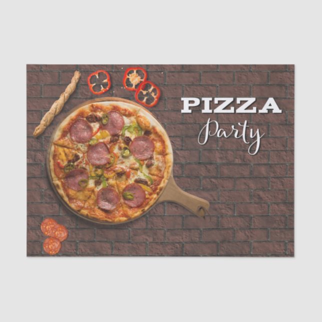 Pizza Pie Party on Brick Tissue Paper (Front)