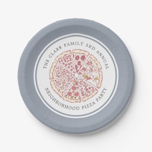 Pizza Pie  Pizza Themed Green Slate Grey Paper Plates