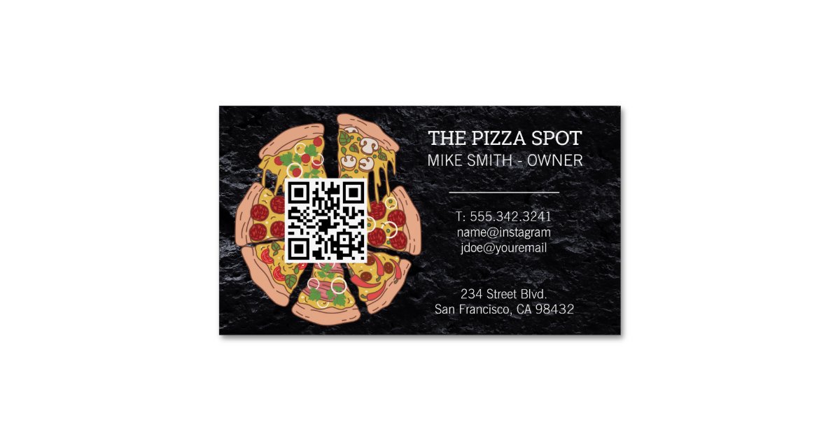 Pizza Pie Slices QR Code Business Card Zazzle