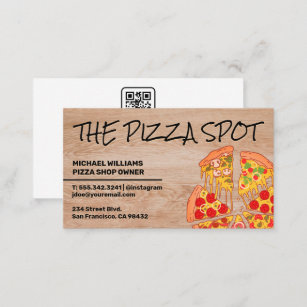 Pizza Pie Slices   Restaurant   Qr Code Business Card