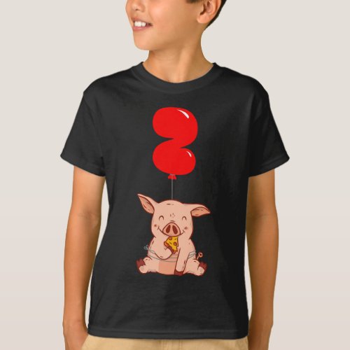 Pizza Pig _ 2nd Birthday _ Kids Balloon Party T_Shirt