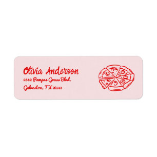 Pizza Pink Hand Drawn Special Delivery Baby Shower Label