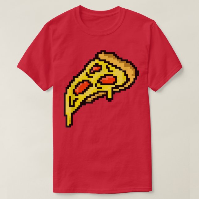 Pizza Pixel 8 Bitmap Pixelated Computer Graphic 22 T-Shirt (Design Front)