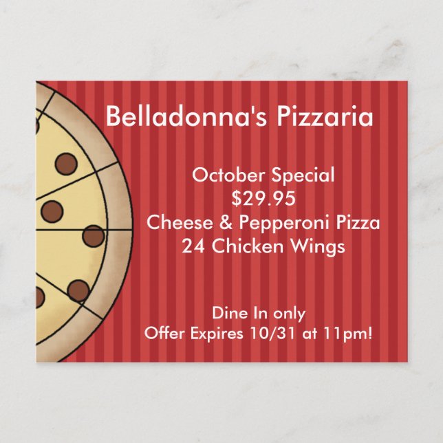 Pizza Pizzaria Postcard Promo Card (Front)
