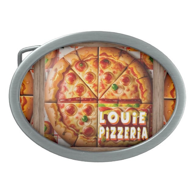 Pizza Pizzeria Design Belt Buckle (Front)