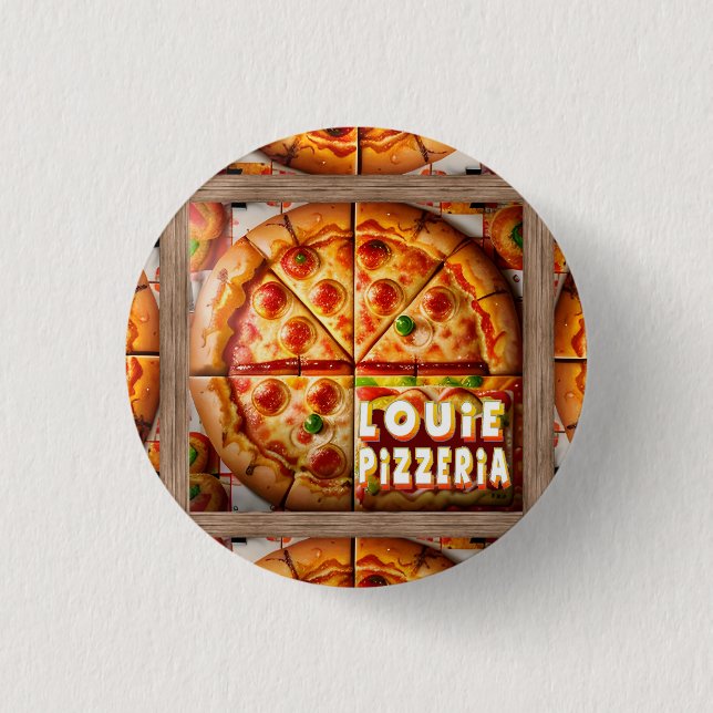 Pizza Pizzeria Design Button (Front)