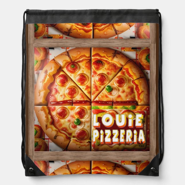 Pizza Pizzeria Design Drawstring Bag (Front)