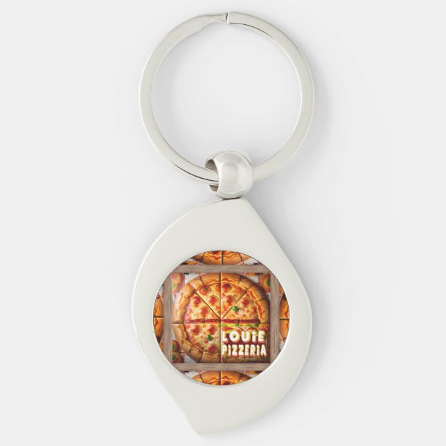 Pizza Pizzeria Design Keychain (Front)