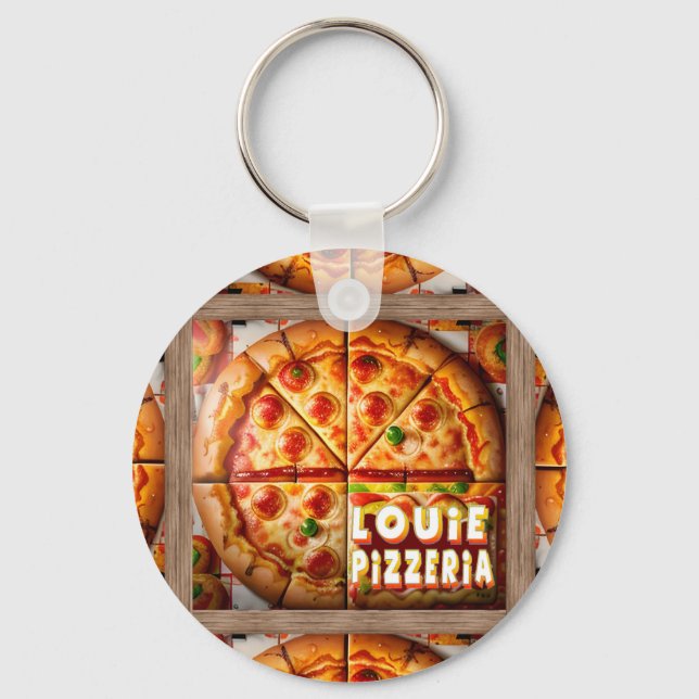 Pizza Pizzeria Design Keychain (Front)