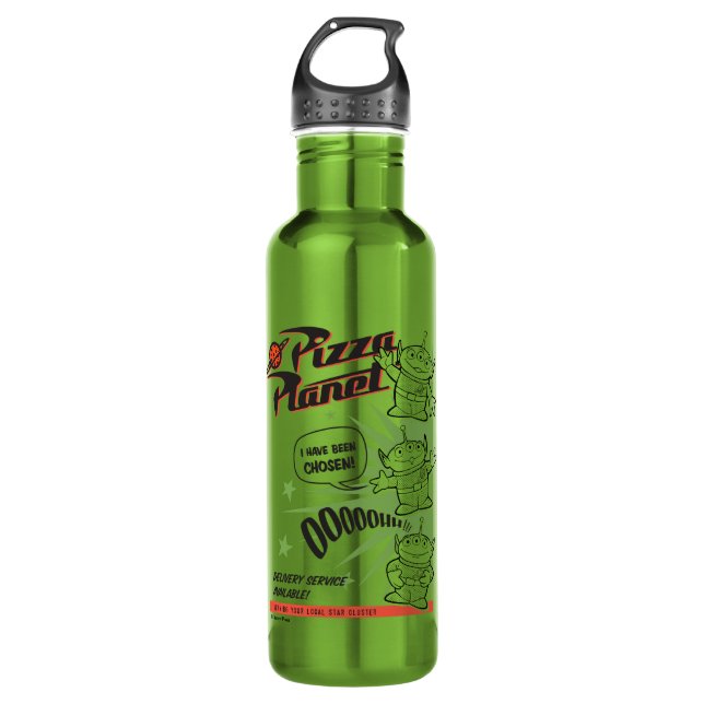 Pizza Planet Delivery Service Retro Graphic Stainless Steel Water Bottle (Front)