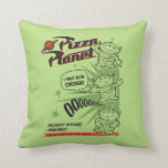 Pizza Planet Delivery Service Retro Graphic Throw Pillow<br><div class="desc">Check out this fun,  retro design for the Pizza Planet pizza delivery service,  featuring three alien toys posing along the side!</div>