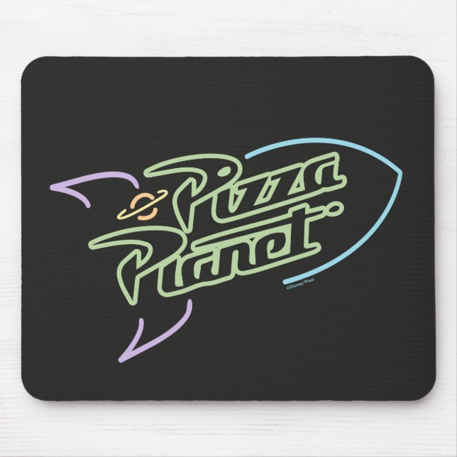 Pizza Planet Neon Sign Graphic Mouse Pad (Front)