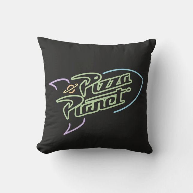 Pizza Planet Neon Sign Graphic Throw Pillow (Front)