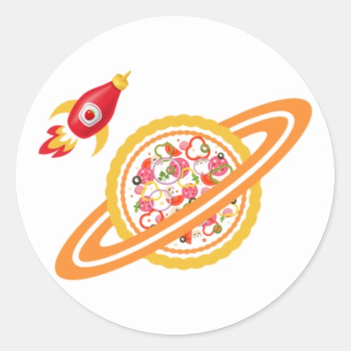 Pizza Planet With Rocket Classic Round Sticker
