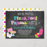 Pizza, Pool And Pajama Party Invitation at Zazzle