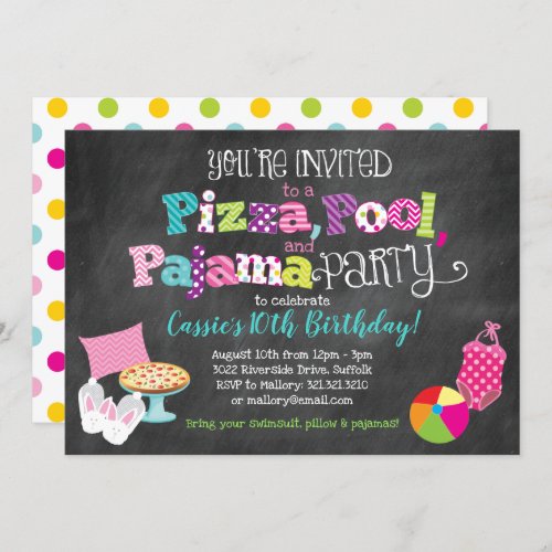 Pizza Pool and Pajama Party Invitation