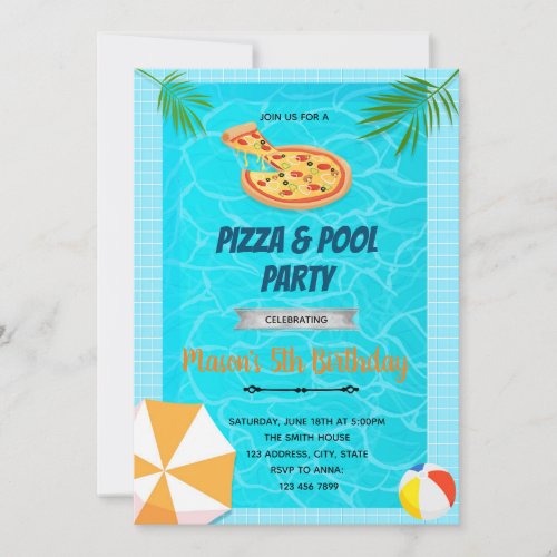 Pizza pool birthday invitation