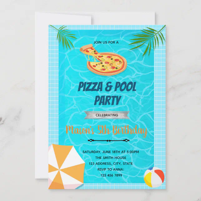 Pizza Pool Birthday Invitation Zazzle 4920