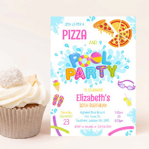 Pizza Pool Party Birthday Invitation