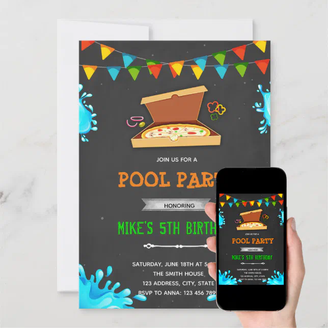 Pizza Pool Party Invitation Zazzle 4691