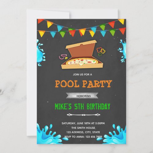 Pizza pool party invitation