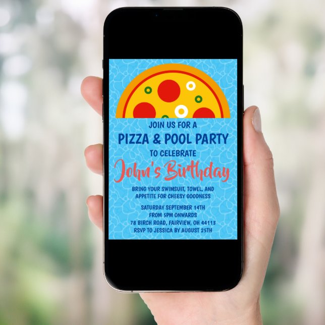 pizza pool party invitation (Front Digital)