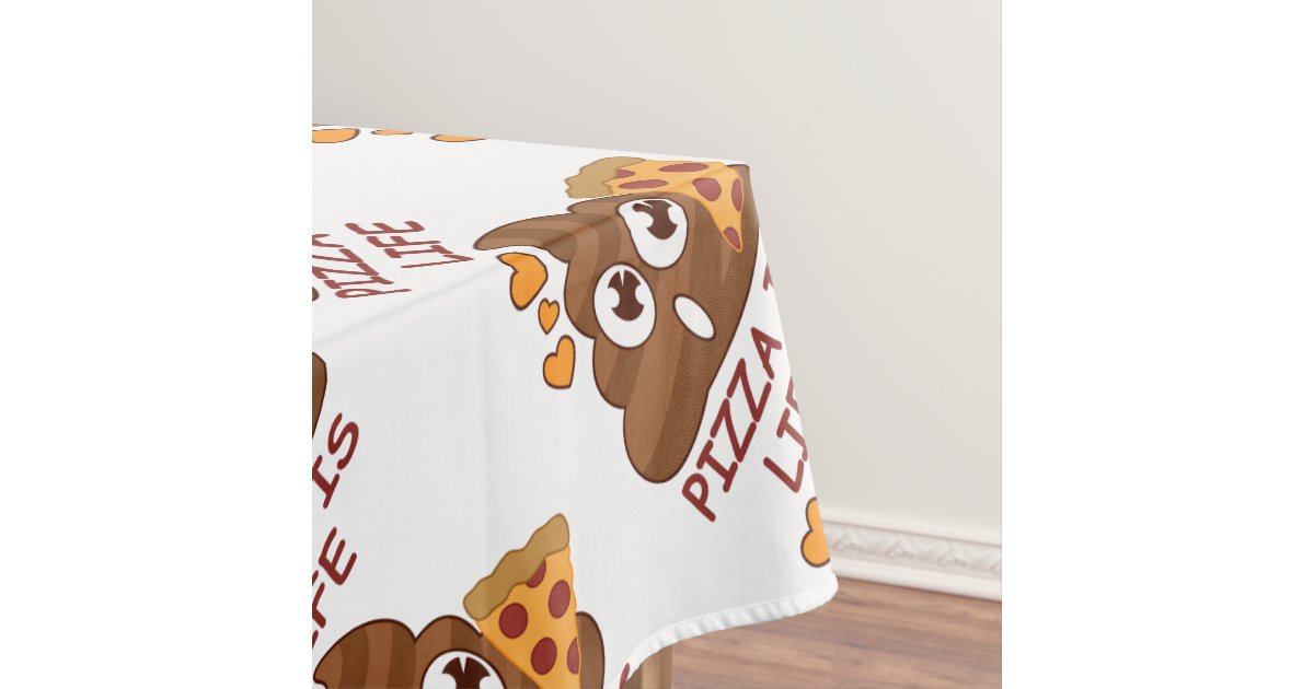 Pizza Poop Emoji Tablecloth Zazzle