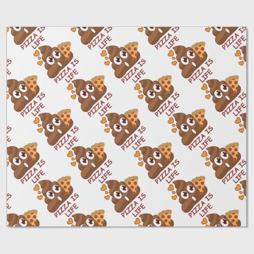 Pizza Poop Emoji Wrapping Paper Zazzle