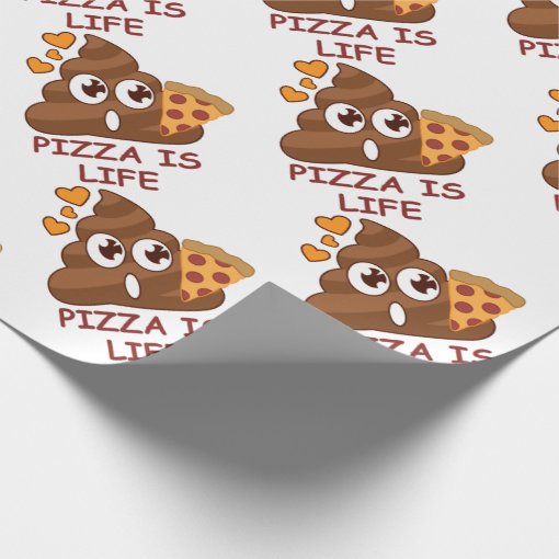 Pizza Poop Emoji Wrapping Paper Zazzle