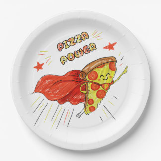 Pizza Power – Funny Superhero Pizza Slice Paper Plates