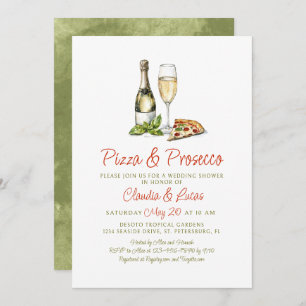 Pizza Prosecco Couples Wedding Shower Invitation