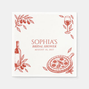 Pizza Prosecco Terracotta Italian Bridal Shower Napkins