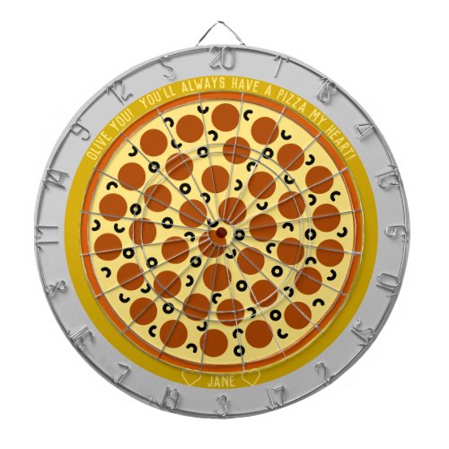 Pizza Puns Personalized Pepperoni Pizza w Olives Dart Board